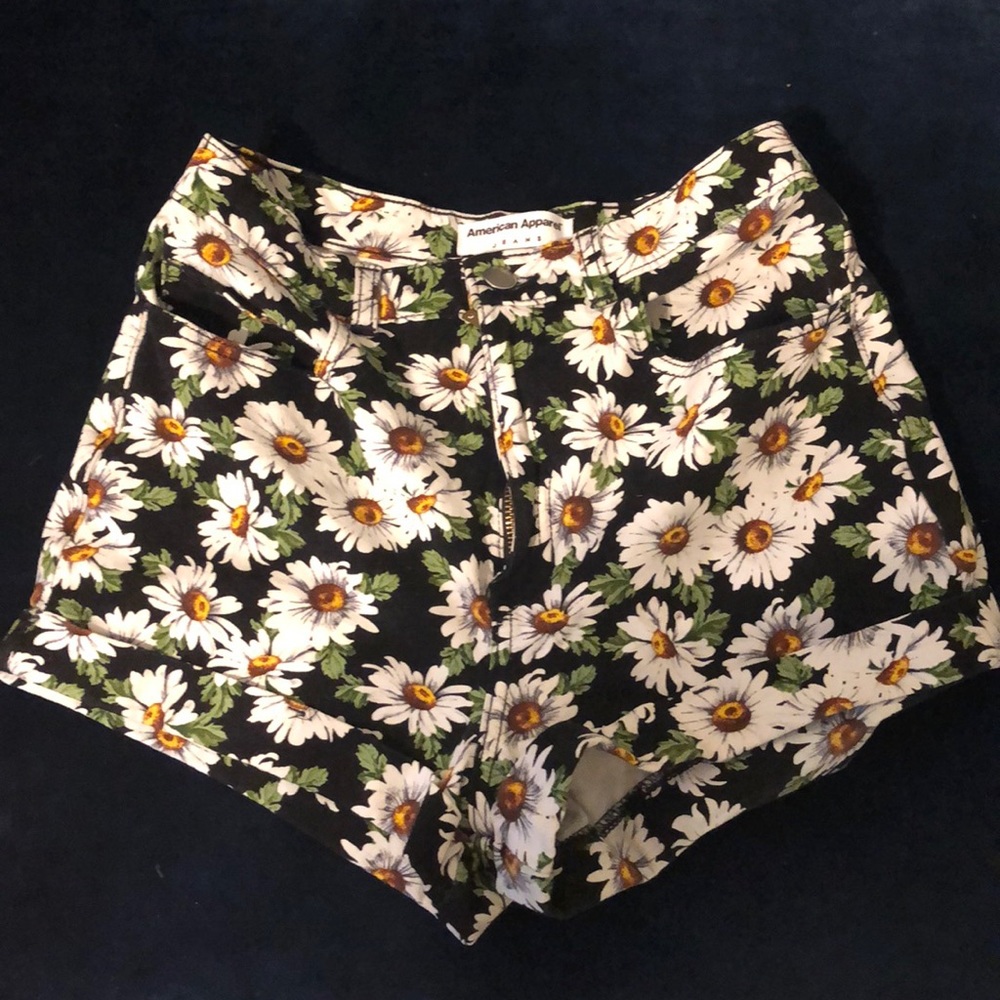 American Apparel Denim High Waist Shorts - daisy